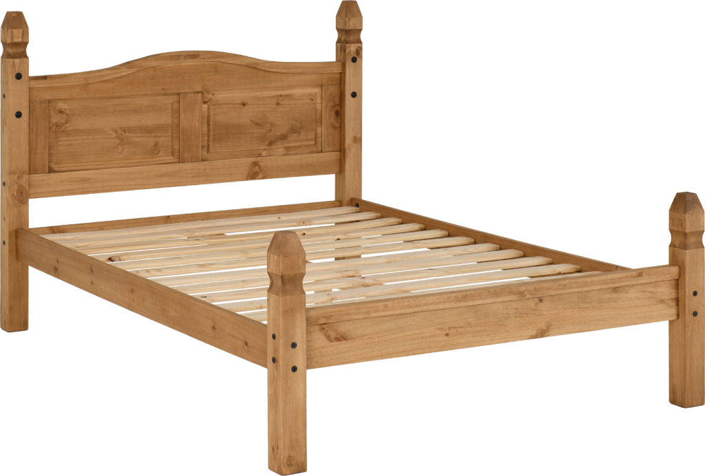Seconique Corona 4’6” Distressed Pine Double Bed with Low Foot End – Waxed Finish - Image 2