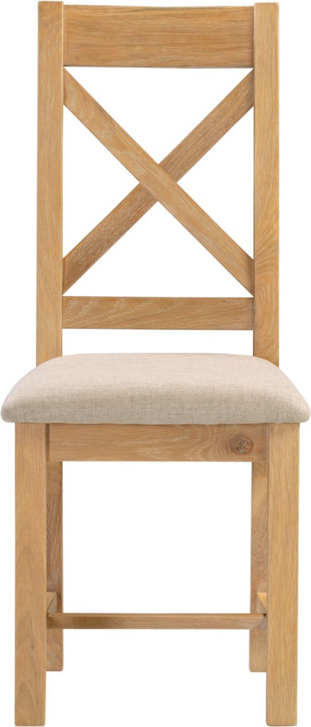 Seconique Windsor Cross Back Chair (Set of 2) – Natural Oak Frame with Oat Fabric Seat - Image 4
