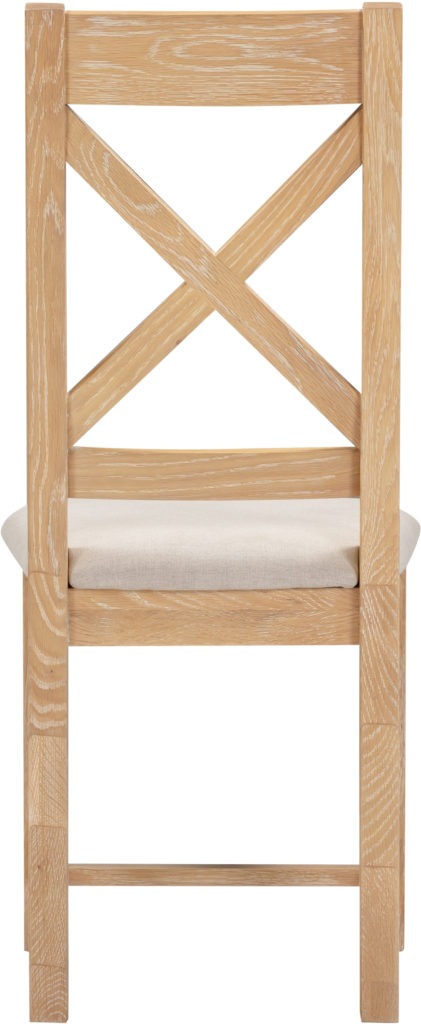 Seconique Windsor Cross Back Chair (Set of 2) – Natural Oak Frame with Oat Fabric Seat - Image 6