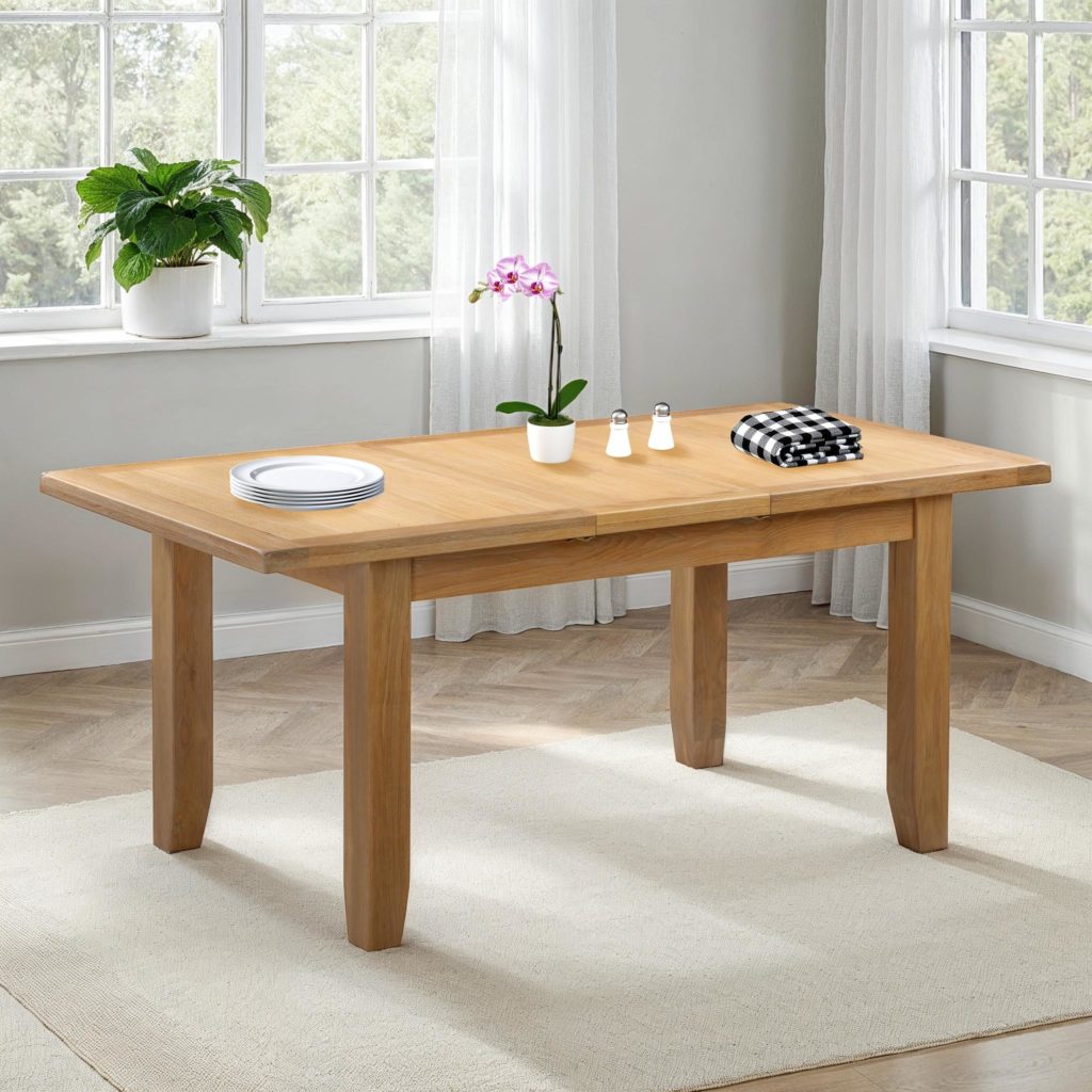 Seconique Windsor Extending Dining Table in Natural Oak – Solid Oak Extendable Family Table - Image 2